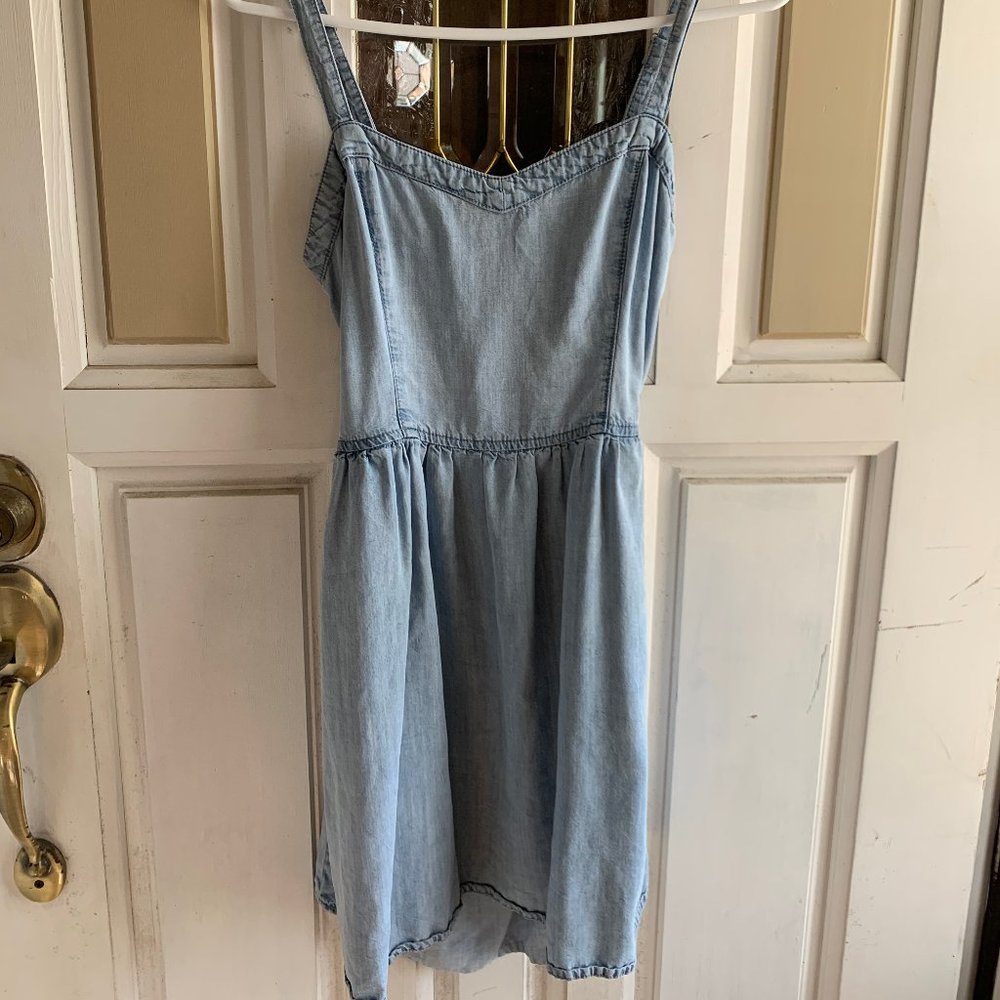 Garage Light Denim Dress With Open Back